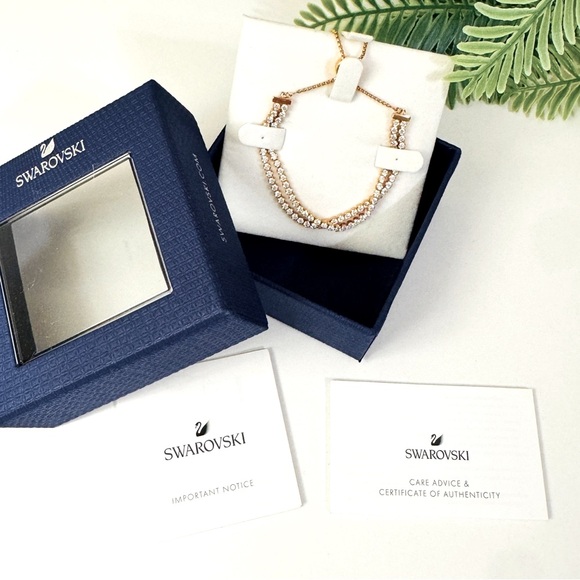 Swarovski Rose Gold Crystal Double Chain Bracelet - Picture 2 of 10